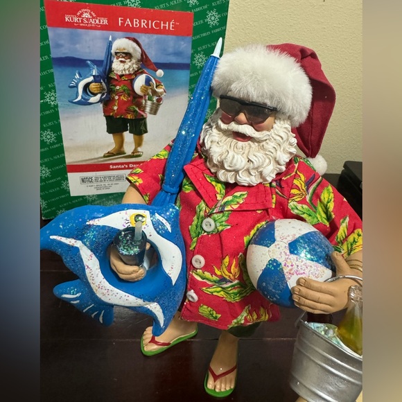 Kurt S Adler Santa’s Day Off Fabriche Santa Christmas Decor - Picture 2 of 8